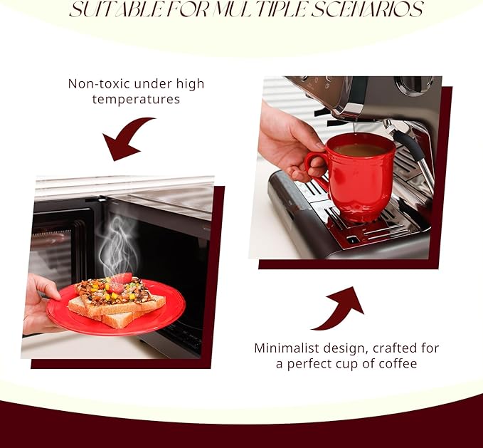Pearl Dots Stoneware Dinnerware Set (20pc Set, Red)