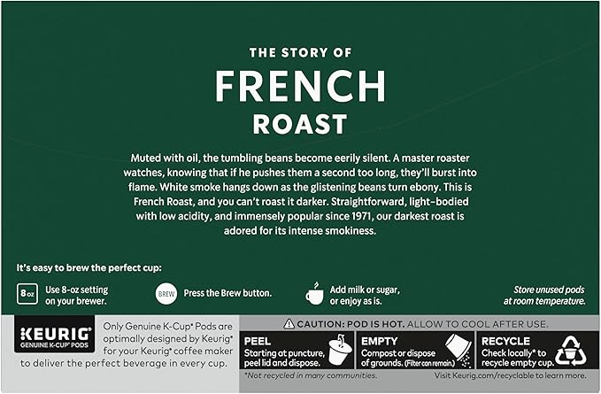 Starbucks K-Cup Coffee Pods, Dark Roast Hot or Iced Coffee, French Roast, 60 Keurig Pods