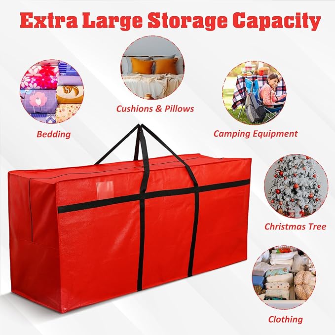 4 Pcs 176 Gallon Large Moving Bags with Zipper and Handles Foldable Storage Duffle Bags Heavy Duty Extra Large Totes for College Dorm Travel Clothes Blankets Bedding Moving (Red)