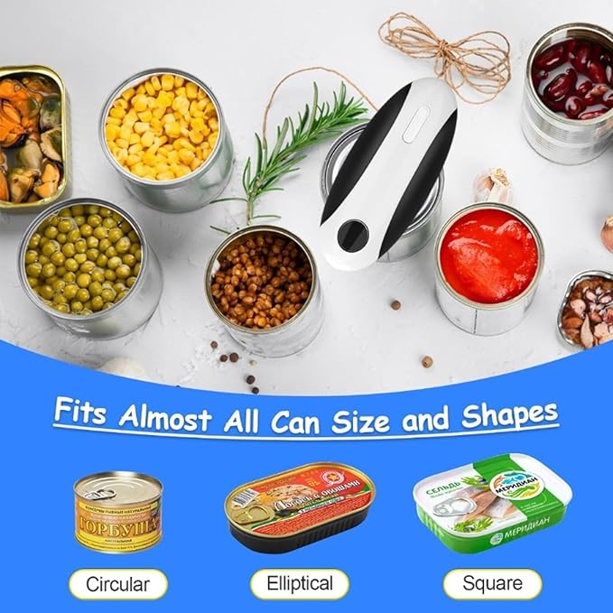 Rechargeable Electric Can Opener, Automatic Can Opener, Fast Speed & Smooth Side, Handheld Tin Jar Kitchen Tool Enduring Tin Jar Opener Kitchen Tool for Weak Hands, Seniors