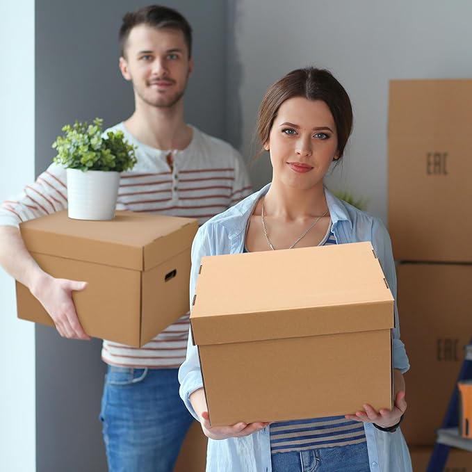 8 Pack Wine Glass Moving Boxes Kitchen Moving Boxes with Handle Kitchen Kit with Lid for Dish Glassware (15 x 12 x 10 Inches)