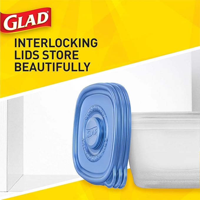 Glad GladWare Mini Round Food Storage Containers - Small Meal Container Holds up to 4 Ounces of Food - Lock Tight Seal, 8 Count - 12 Pack