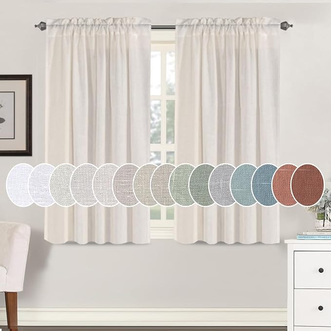 H.VERSAILTEX Light Filtering Linen Textured Curtains for Living Room Window Treatment Durable Privacy Added Draperies/Drapes/Panels/Treatment, Rod Pocket (2 Pack, 52 by 45 Inch, Heathered Natural)