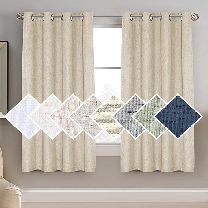 H.VERSAILTEX 100% Blackout Curtain for Bedroom 63 Inches Long Grommet Linen Face Full Light Blocking Curtain Drape for Living Room Thermal Insulated Linen Look Curtain 1 Panel, Bleached Sand