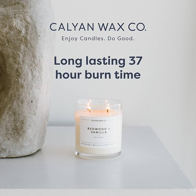 Calyan Wax Co. Home & Holiday 2 Wick Scented Candle - 37 Hour Burn - Luxury Non Toxic Soy Wax Candles - Long Lasting Large Glass Jar Candle for Home - 8.8oz