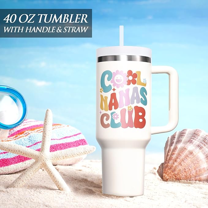 Christmas Gifts for Nana, 40 OZ Tumbler Best Nana Gift for Grandma from Granddaughter, Grandson, Grandkids, Cool Nanas Club Insulated Cup Gigi Grandma Birthday Gifts for Grandmother, New Nanas