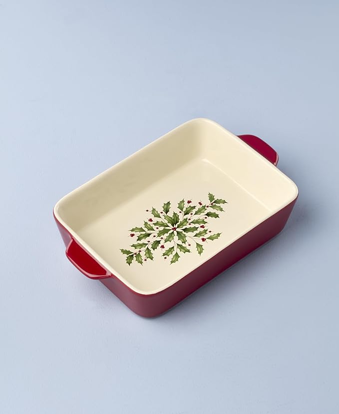 Lenox 898050 Holiday Rectangular Baking Dish, Medium, Christmas, Festive Kitchen Decor