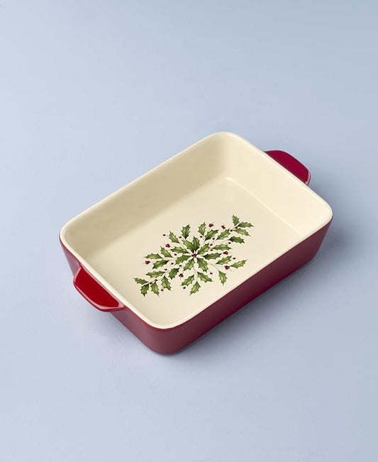 Lenox 898050 Holiday Rectangular Baking Dish, Medium, Christmas, Festive Kitchen Decor
