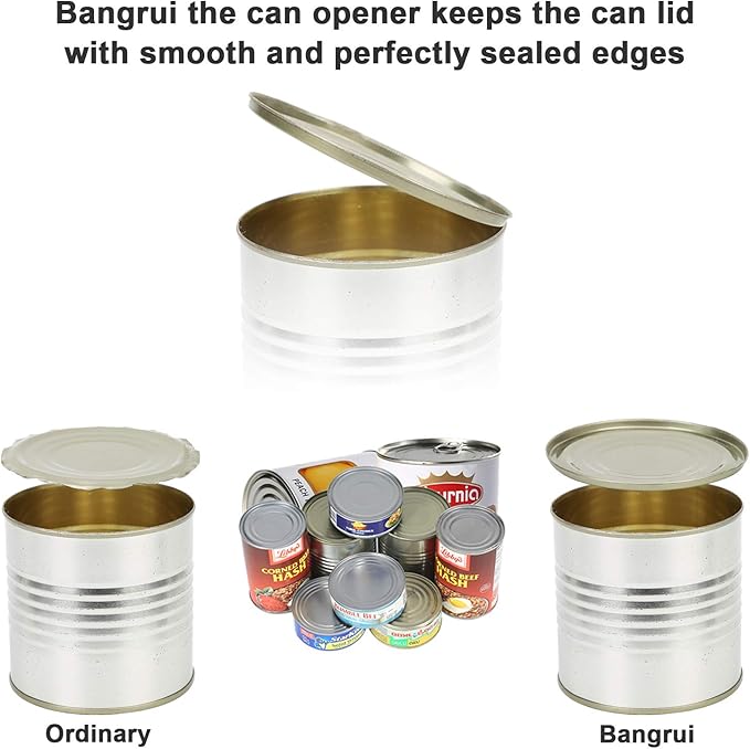 Home Kitchen Restaurant Safety Bottle Jar Wine Manual Can Opener&Bangrui Professional 4-in-1 Can Opener keeps smooth edges. With a corkscrew folded in the lever. Best Gadget for Kitchen Use (Blue)
