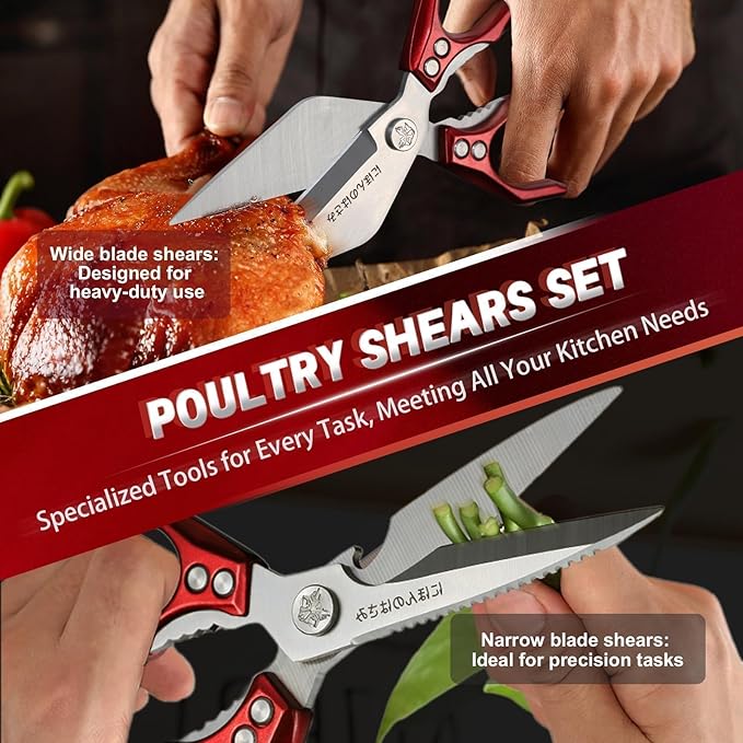 Dream Reach Kitchen Shears Set - Heavy Duty Kitchen Scissors for Food with Ergonomic Handle, Poultry Shears for Chicken, Meat, Seafood, Bone Cutting, Christmas Gifts for Men Women