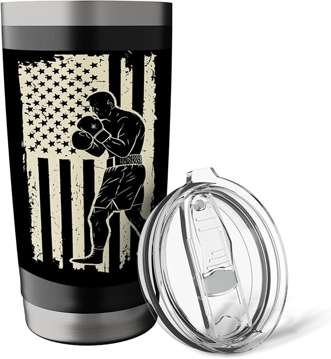 American Flag Boxing Patriotic Boxer Stainless Steel Insulated Tumbler