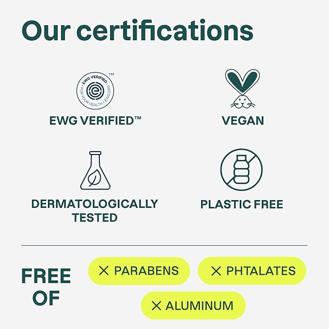 ATTITUDE Plastic-Free Deodorant, EWG Verified, Aluminum Free, Vegan Naturally Sourced Body Deodorants for Women & Men, Dermatologically Tested, Vine Leaves and Pomegranate, 3 Ounces (Pack of 6)