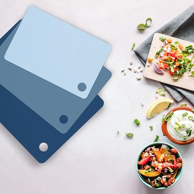 Tovolo Elements Flexible Cutting Mats, Assorted Sizes Set of 3 Food Meal Prep Flexible Cutting Boards for Kitchen, BPA-Free Plastic Cutting Board, Dishwasher-Safe Cutting Mats
