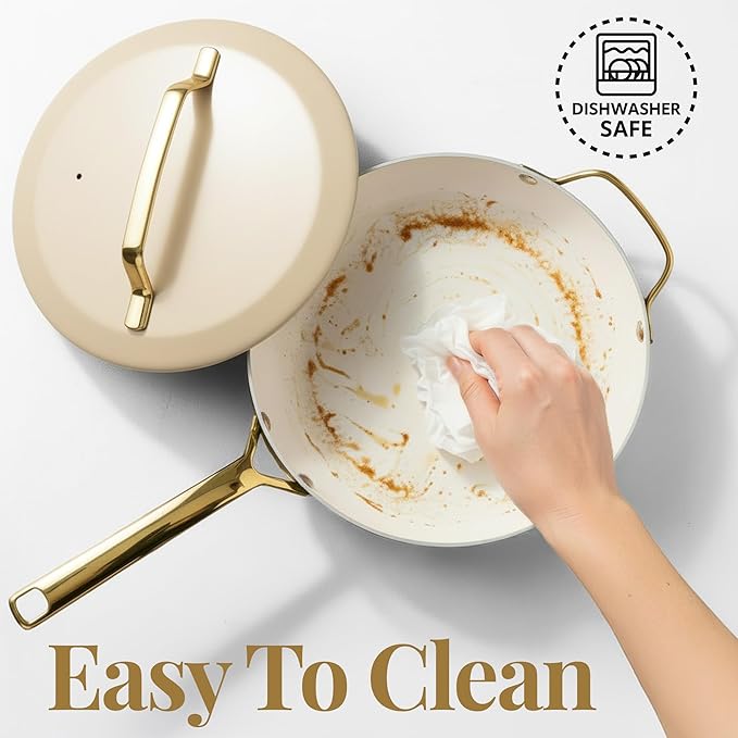 GOTHAM STEEL 4Qt Saute Pan with Lid, 12 Inch Deep Frying Pan with Lid, Large Nonstick Skillet with Lids for Cooking, Oven Safe Skillet, Family Sized Frying Pans Non stick, Dishwasher Safe