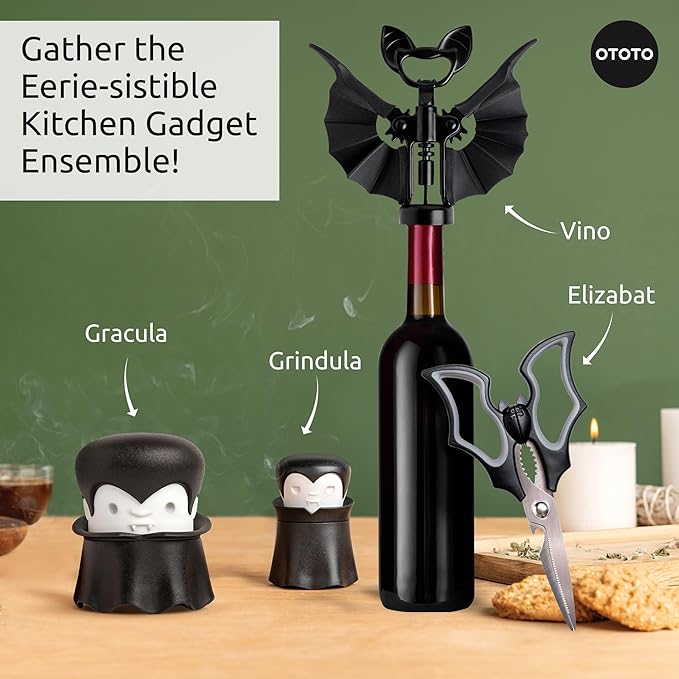 OTOTO New Grindula Herb Grinder - Dracula Gothic Manual Spice Grinder for Kitchen, Halloween Mini Spice Grinder, Unique Kitchen Gadgets, Goth Accessories, Spooky Goth Kitchen Gifts, Black