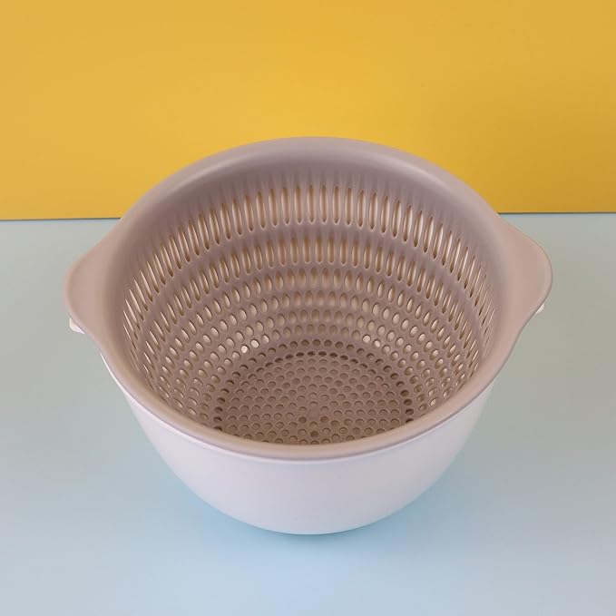 EIKS Kitchen Colander 2-in-1 Strainer Bowl for Salad Fruit Vegetable, Detachable Washing bowl Set