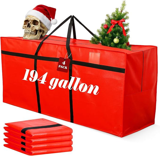 4 Pcs 194 Gallon Large Moving Bags with Zipper and Handles Foldable Storage Duffle Bags Heavy Duty Extra Large Totes for College Dorm Travel Clothes Blankets Bedding Moving (Red)