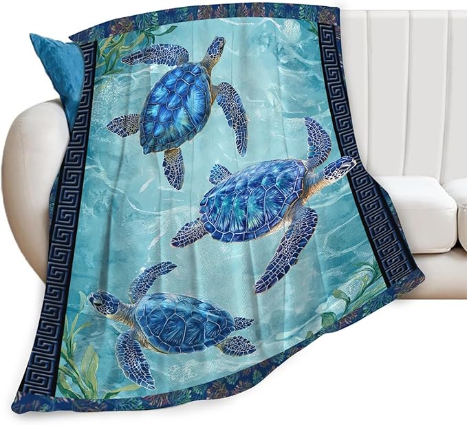 Sea Turtle Blanket Gifts for Girls Boys Ocean Turtles Throw Blankets Cozy Plush Fleece Flannel Fuzzy for Women Men Decor 50"X40"
