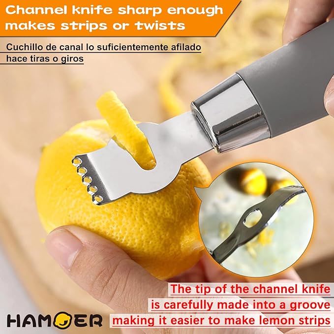 Lemon Citrus Zester Tool Cheese Grater for kitchenaid-Multipurpose grooved channel knife scraper,Stainless steel blade and ergonomically designed curved handle