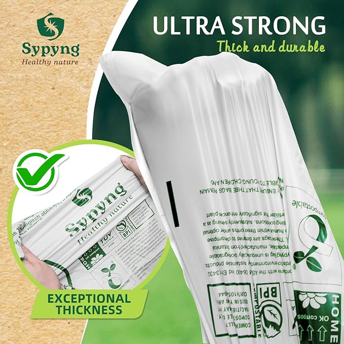 Compostable Kitchen Trash Bags 13 Gallon (50-Pack) - Heavy-Duty 1.1 Mil, 100% Biodegradable, ASTM D6400, BPI & OK Compost HOME Certified, Eco-Friendly, Leakproof & Odor Control