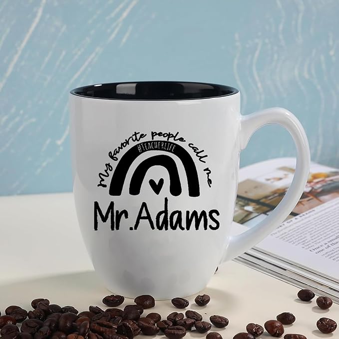 Personalized Teacher Gifts, Custom Coffee Mug for Women, Teachers Appreciation Gift, Engraved Funny Gift for Preschool Elementary High School Teacher Professor