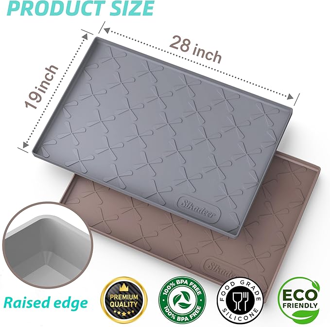 SIKADEER 28" x 19" Under Sink Mat Waterproof, Silicone Mat Kitchen Drawer Shelf and Cabinet Liner, Sink Protector for Kitchen Organizers and Storage, Boot Tray Pet Food Mats