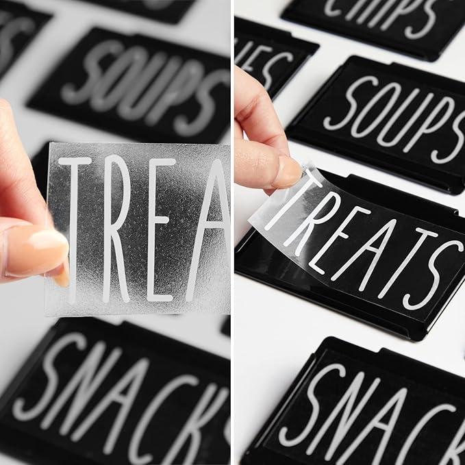 Talented Kitchen Basket Labels Clip-On Metal Label Holders - Black, 3.5 x 2.5 in, 8 Pack - Includes 40 Preprinted Bin & Shelf Tags for Storage Bins & Pantry Organization