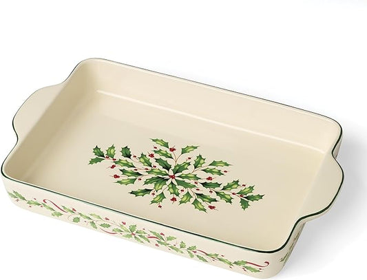 Lenox 898092 Holiday Rectangular Baking Dish, Large, Christmas, Festive Kitchen Decor