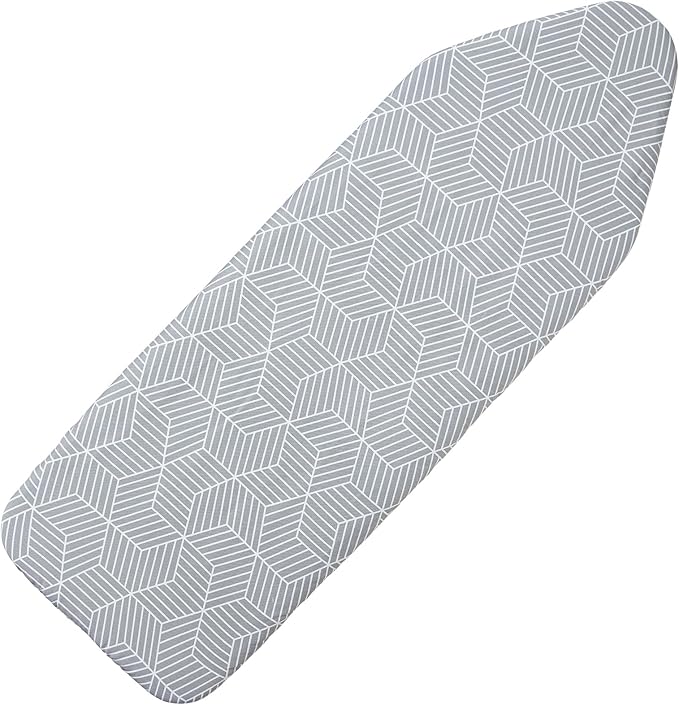 Seiritex Extra Wide Ironing Board Cover and Pad 18 x 54 inch Heat Reflective with Hook and Loop Fasteners, Thick Padding with Elasticized Edges, 3 Layers Iron Board Cover (Gray Cube)