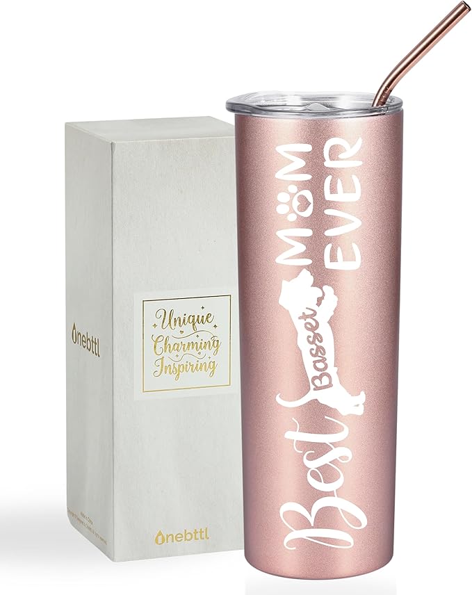 Onebttl Basset Hound Gifts, Gifts for Basset Mom on National Hug Your Hound Day, Birthday and Christmas, 20 oz Insulated Stainless Steel Tumbler - Best Basset Mom Ever