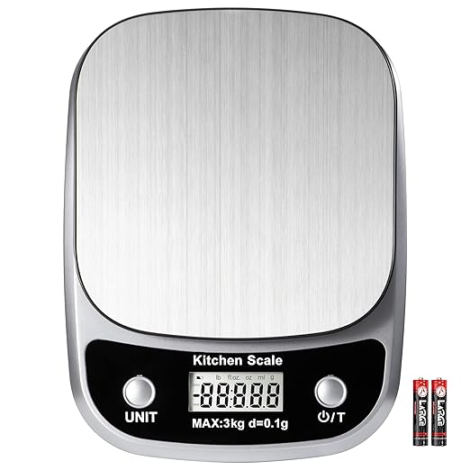 Food Kitchen Scale Digital Weight Grams and Oz，Professional Small Digital Kitchen Food Scales 3kg/0.1g for Weight Loss