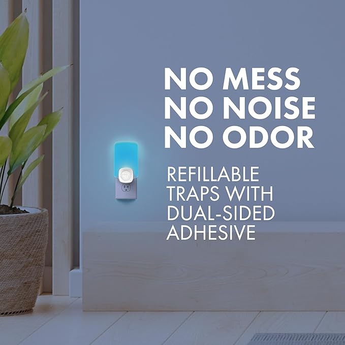 STEM Insect Trap - Indoor Fruit Fly & Gnat Pest Control for House, Home and Kitchen, Attracts & Traps Flying Bugs, Soft Blue Light - Includes 2 Plug-in Devices & 4 Cartridges