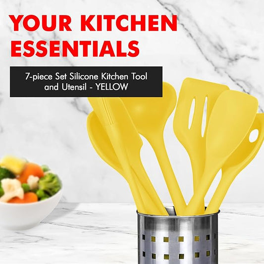 Chef Craft Premium Silicone Kitchen Tool and Utensil Set, 7 Piece, Yellow