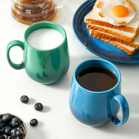 Hasense Ceramic Coffee Mug 20oz, Large Coffee Mug for Office and Home, Coffee Cups with Big Handle for Latte, Hot Tea, Cappuccino, Mocha, Cocoa, Dishwasher and Microwave Safe, 1PCS(Gradient Deep Blue)