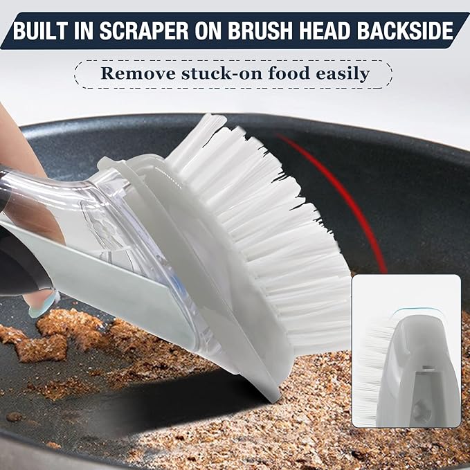 Brush Refills for OXO Dish Brush - 4 Pack Dish Brush Cleaning Soap Dispensing Head Replacement for Scrubber(Grey)