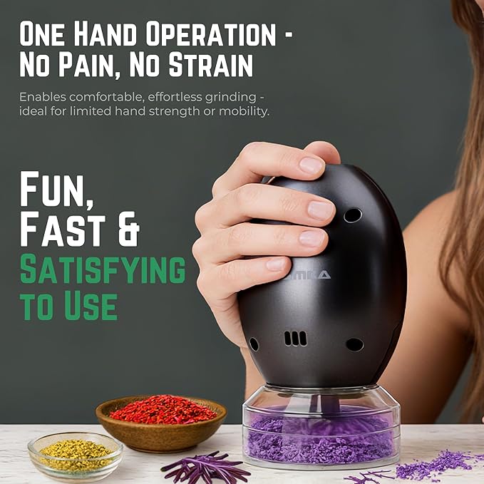 Mamba Electric Grinder. USB Rechargeable Portable One Handed Large Grinder and Spice Mill - Black