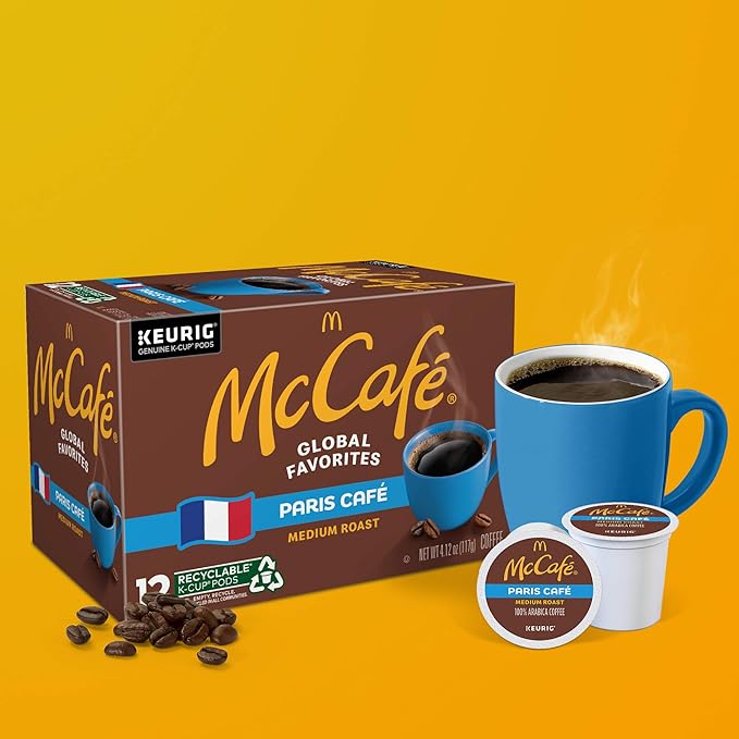 McCafe Paris Café, Single Serve Coffee Keurig K-Cup Pods, Medium Roast Coffee, 12 Count
