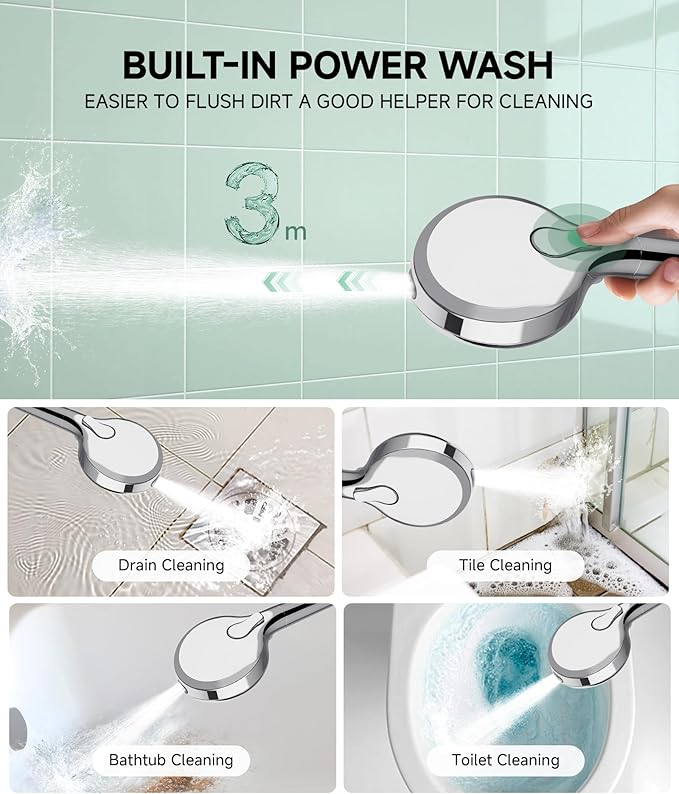 SunCleanse Filtered Shower Head with Handheld,9-Spray Setting High Pressure Detachable Shower Head with 4 Filters for Hard Water - Filter Chlorine, Improve Skin and Hair Texture(4 Filters, Chrome)