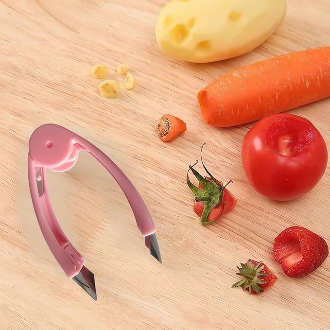 Fruit and Vegetable Corer Pepper Seed Apple Remover Bell Pepper Tomato Corer Tool Stainless Steel Kitchen Gadget (Pepper strawberry pineapple Corer)