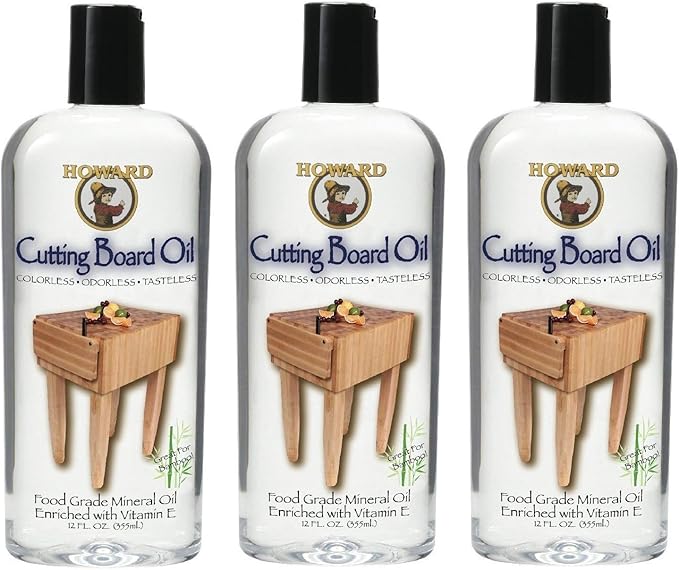 Howard Products BBB012 Butcher Block and Cutting Board Oil, 12-Ounce (3-Pack)