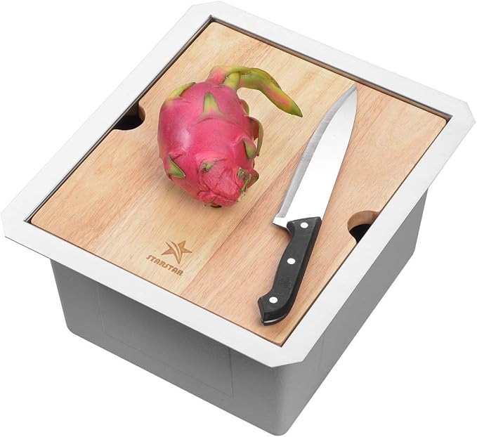 STARSTAR Workstation Ledge Undermount Single Bowl 304 Stainless Steel Kitchen Sink, With Grid, Cutting Board (15 x 17)