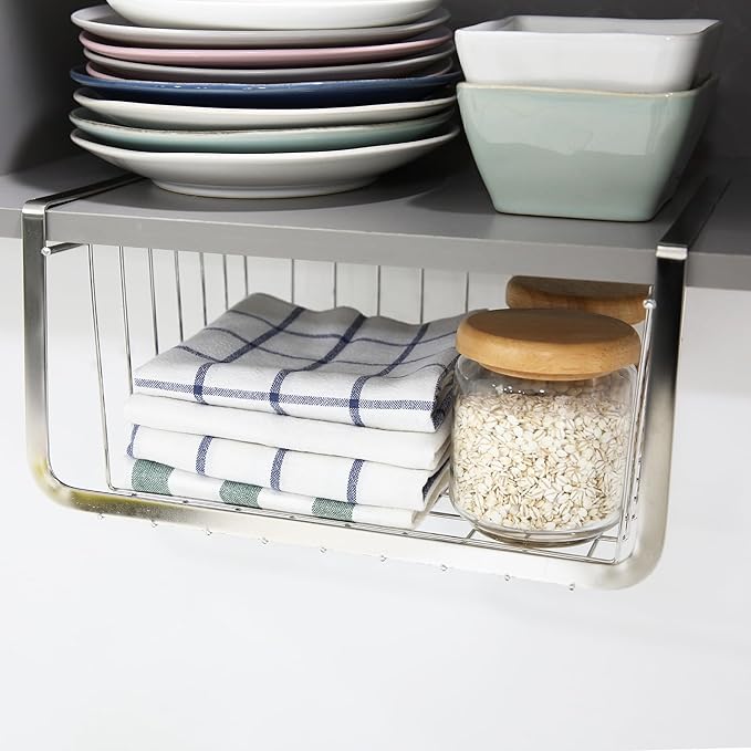 Upper Cabinets Hanging Shelf (Stainless Steel, 6.2" H x 12" W x 9.8" D)