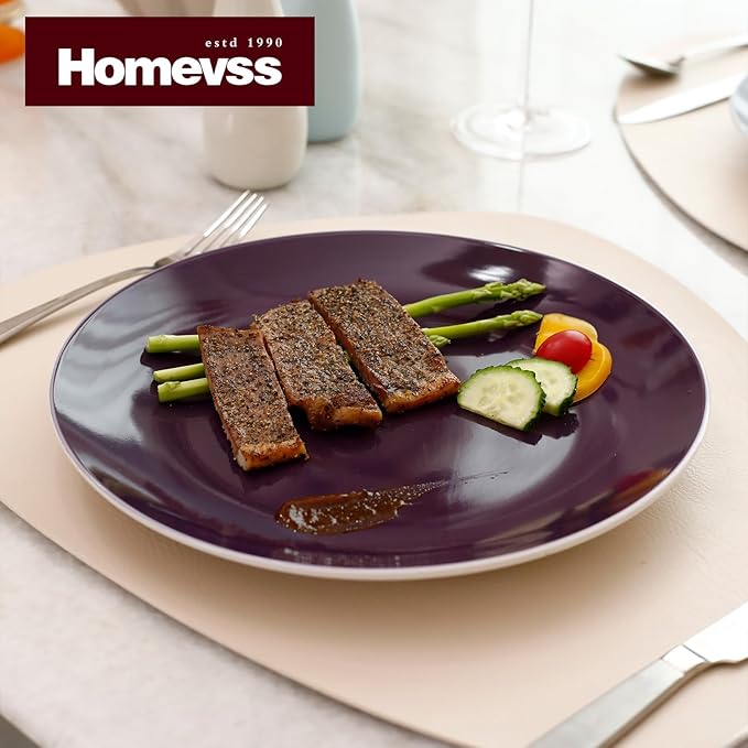Stoneware Coupe 18pc Dinner Set, Outside White + Inside Purple