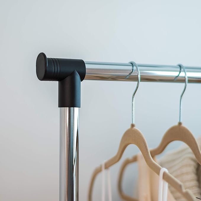 IRIS USA Clothes Rack, Portable Double-Rod Height Adjustable with Lockable Wheels, Rolling Garment Rack, Double Rod Wardrobe Rack, Easy Assemble, for Clothes, Belts, Shoes, and Bags