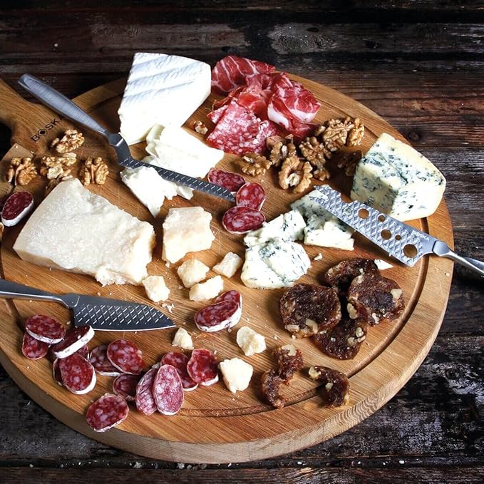 Boska Stainless Steel Cheese 3 Knife Set - Great for Cheese - Multi-Purpose Cheese Slicer - Handheld Slicer - Silver Non-Stick - Dishwasher Safe - For Kitchen Cooking