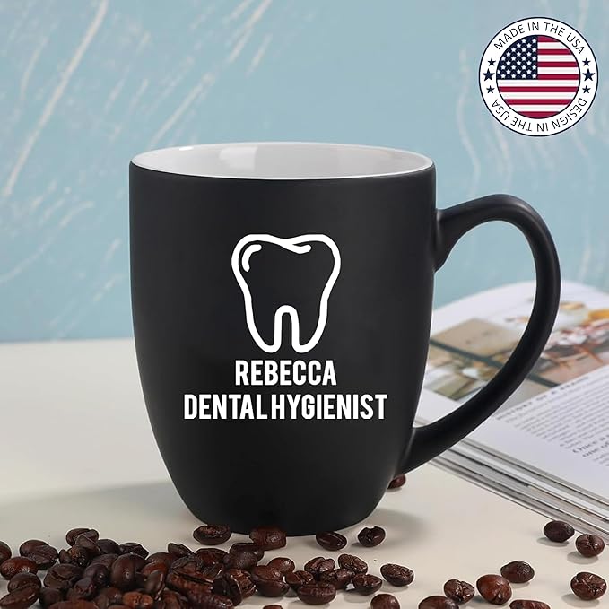 Personalized Dentist Gifts, 16oz Custom Coffee Mug with Engraved Name - Graduation Gift for Dental Student, Birthday Appreciation Gift for Dentist Assistant Hygienist Medical Graduate (Mug, Dentist)