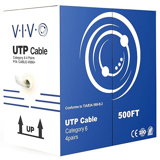 VIVO 500ft Bulk Cat6 Wire, CCA Ethernet Cable, 23 AWG, UTP Pull Box, LAN Network, Gray, CABLE-V006