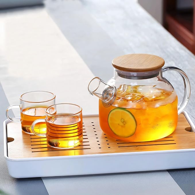 Mini 5-Piece Glass Tea Set Small Teapot with Matching 4 Teacups, 18.6OZ. for Kung Fu Tea, Tasting, Espresso Gift Set