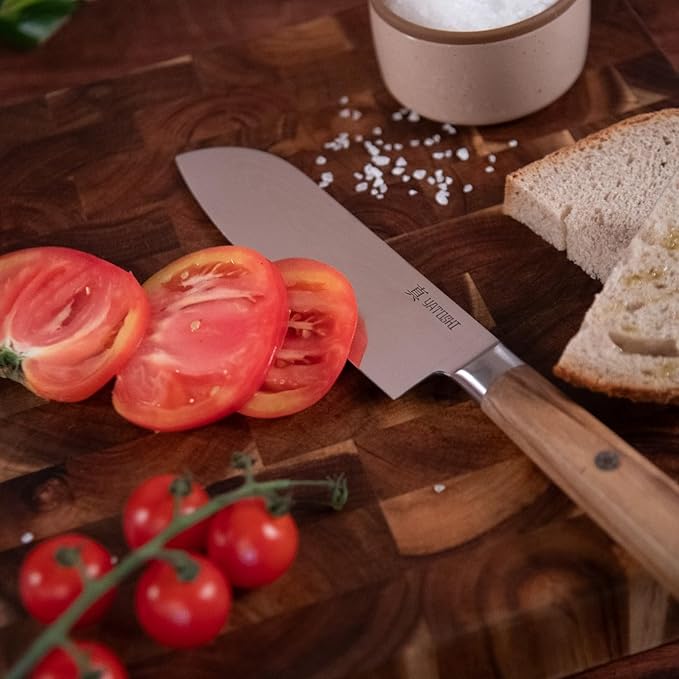 Yatoshi Knives Magnetic Kitchen Knife Block Set - Japanese 67 Layer High-Grade VG-10 Steel Knives, Sharp, Professional Kitchen Knife Set - Damascus (6 pieces), Olive Wood Handles