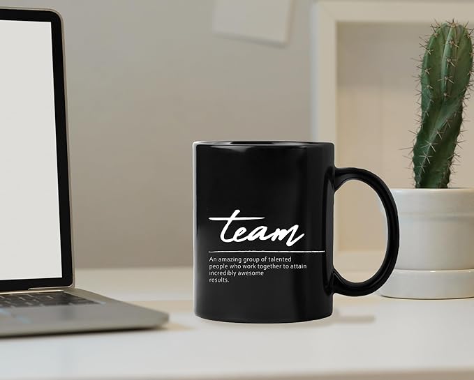QUICQOD Team Gifts for Employees,Team Definition Ceramic Mug,Employee Appreciation Gifts for Coworkers Colleague Boss,Thank You Gifts Thanksgiving Birthday Christmas Black Coffee Mug,11 Oz